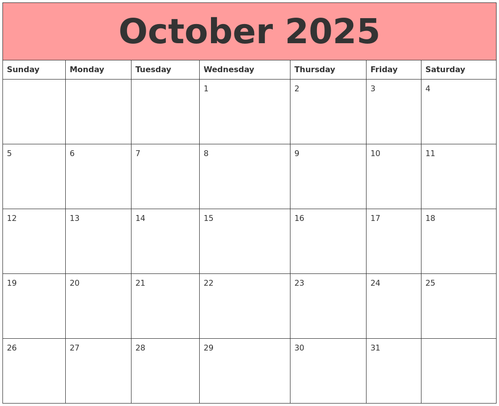 October 2025 Calendars That Work