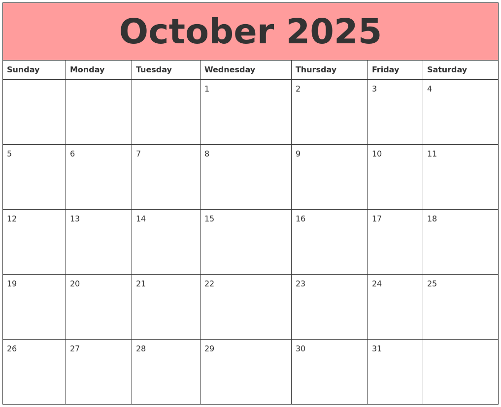 October 2025 Calendars That Work October 2025 Calendars That Work
