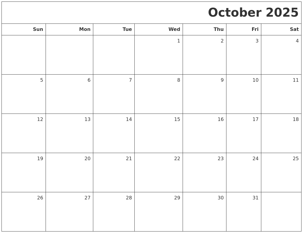 Printable Calendar October 2025 To September 2025