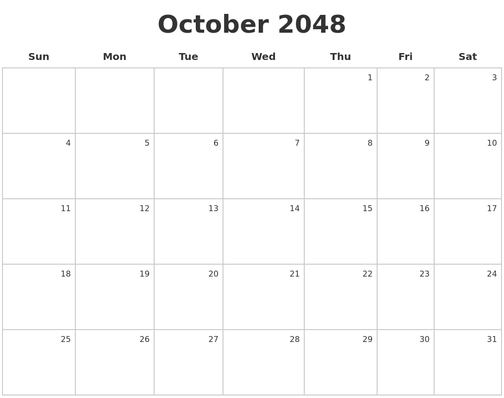 October 2048 Make A Calendar