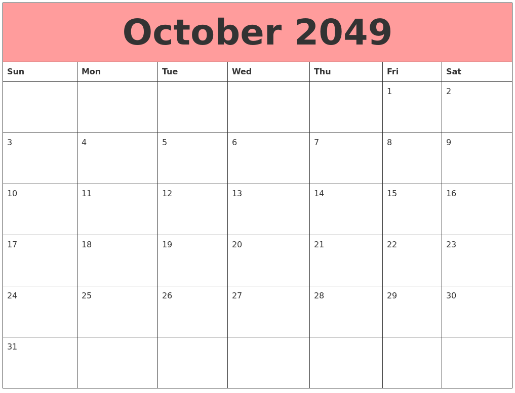 October 2049 Calendars That Work