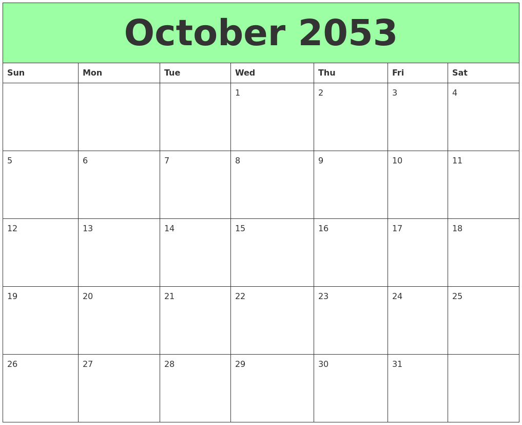 october 2053 printable calendars