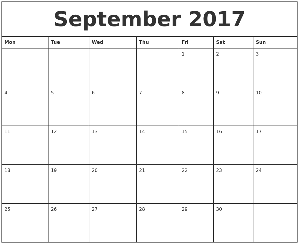 2017 calendar printable monthly