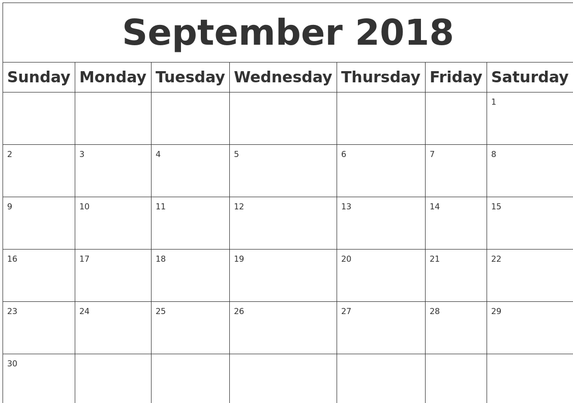 blank september calendar
