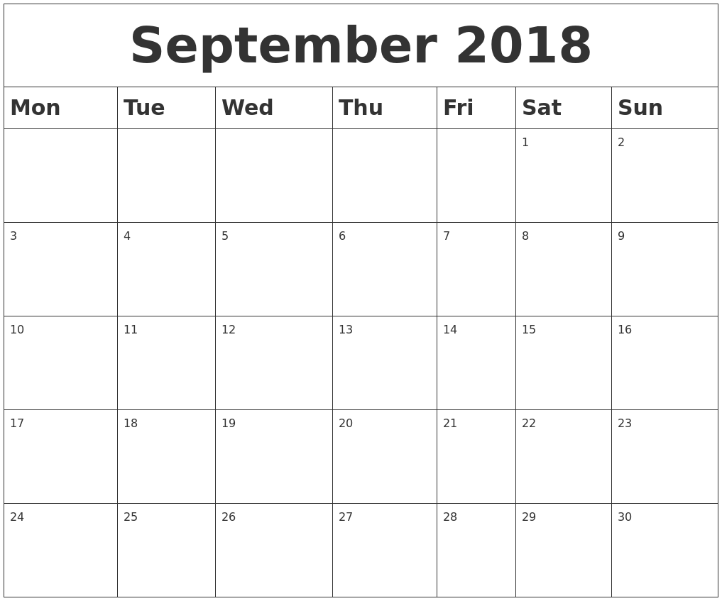 september 2018 blank calendar blank september calendar