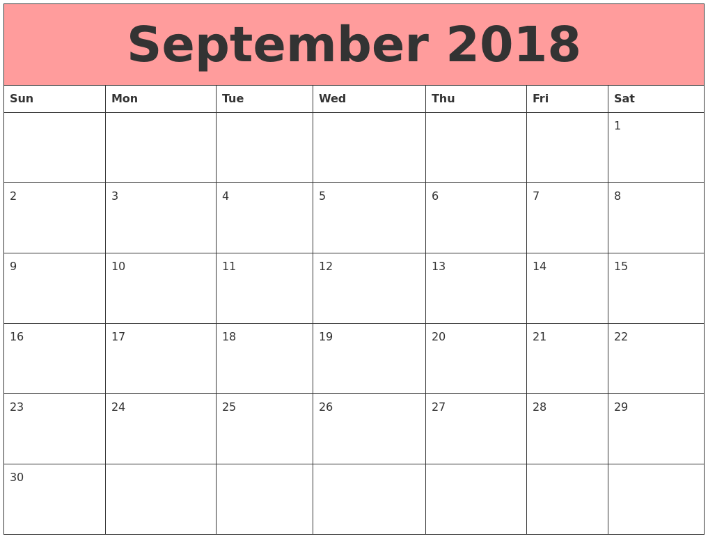 September 2018 Calendar Australia