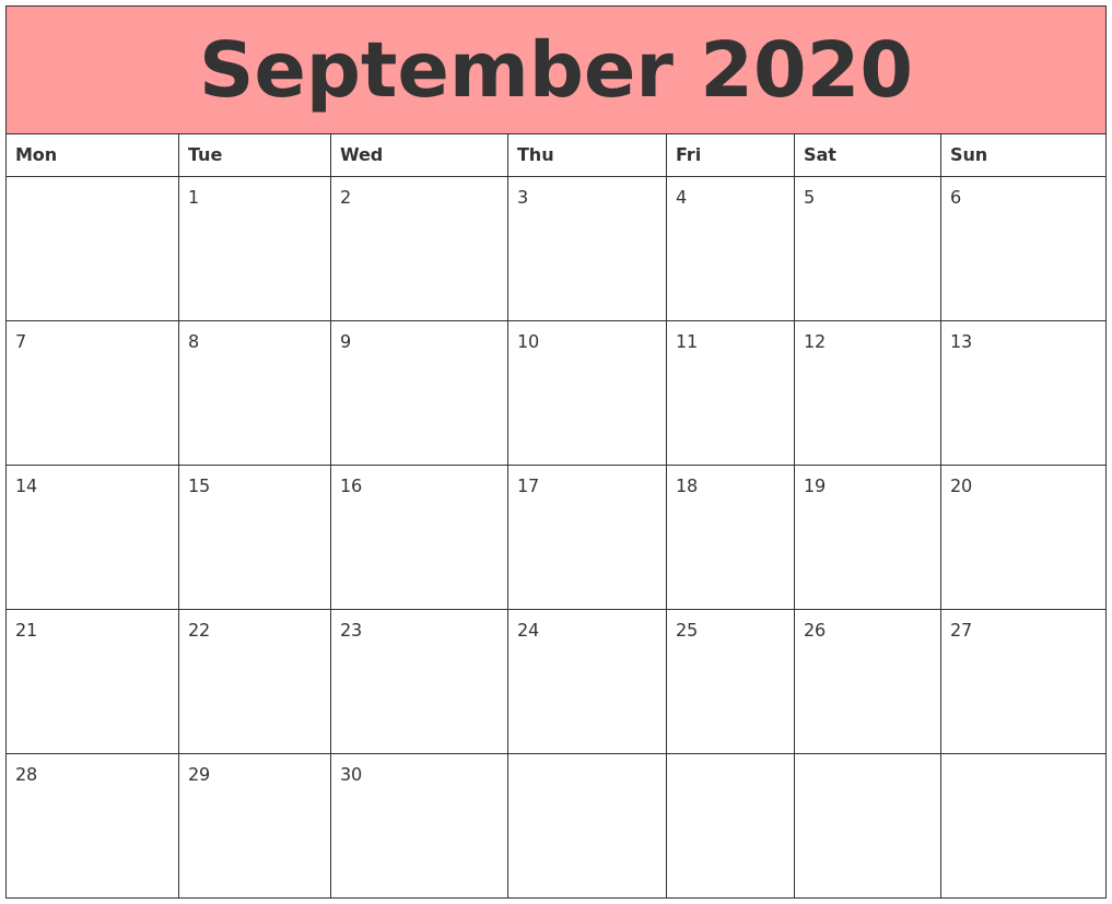 September 2020 Calendars That Work