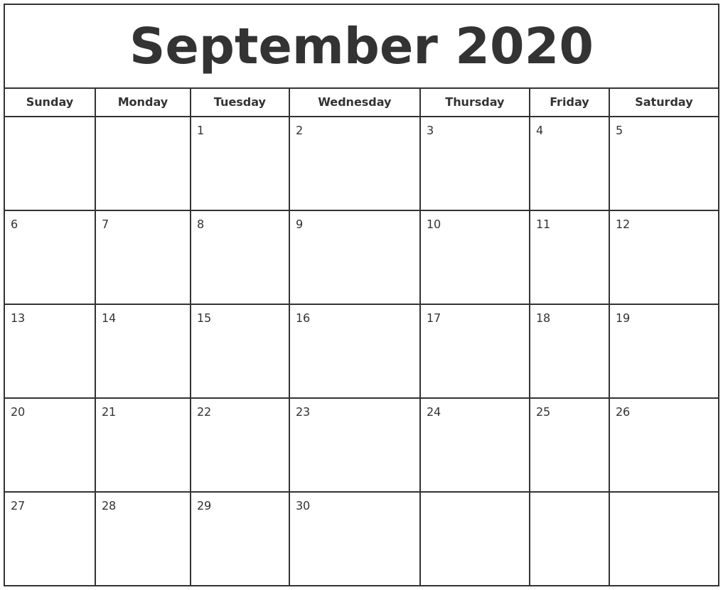 september 2020 print free calendar calendar template 2020 september