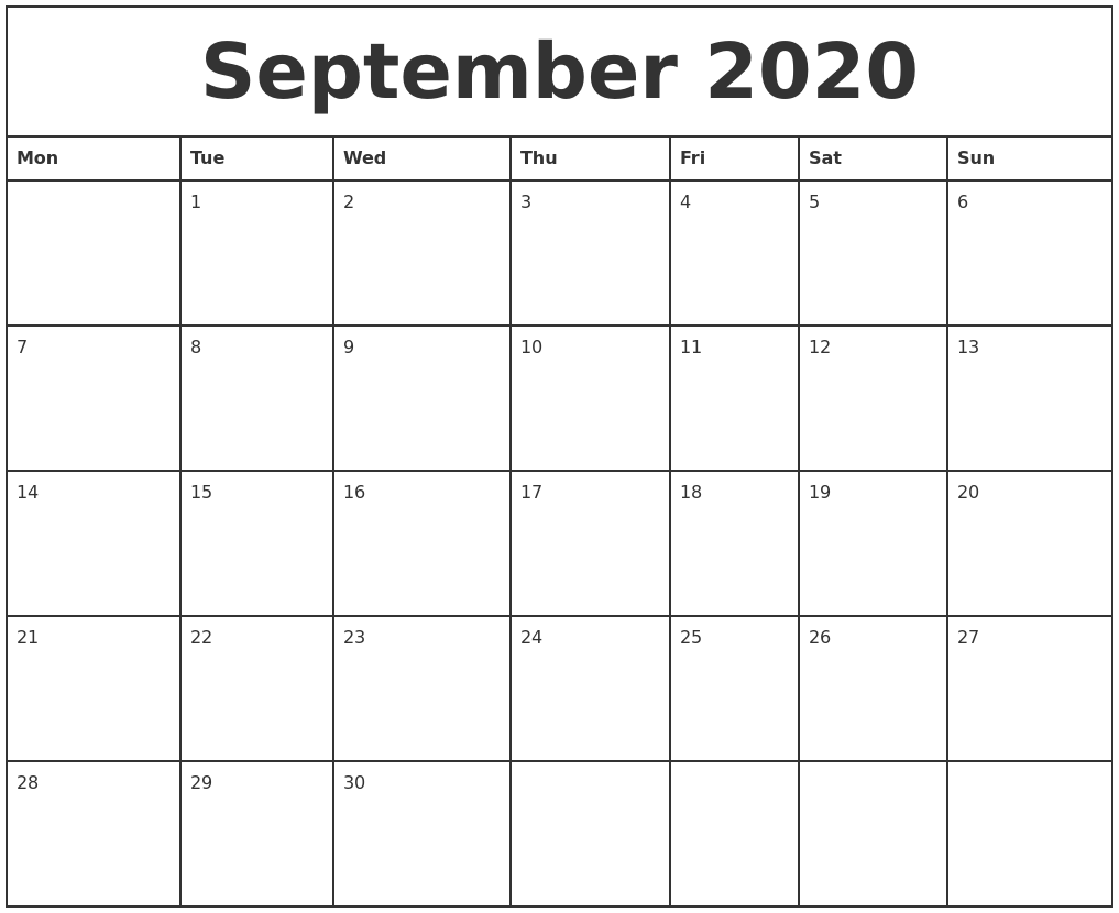 september 2020 printable monthly calendar september calendar 2020 printable