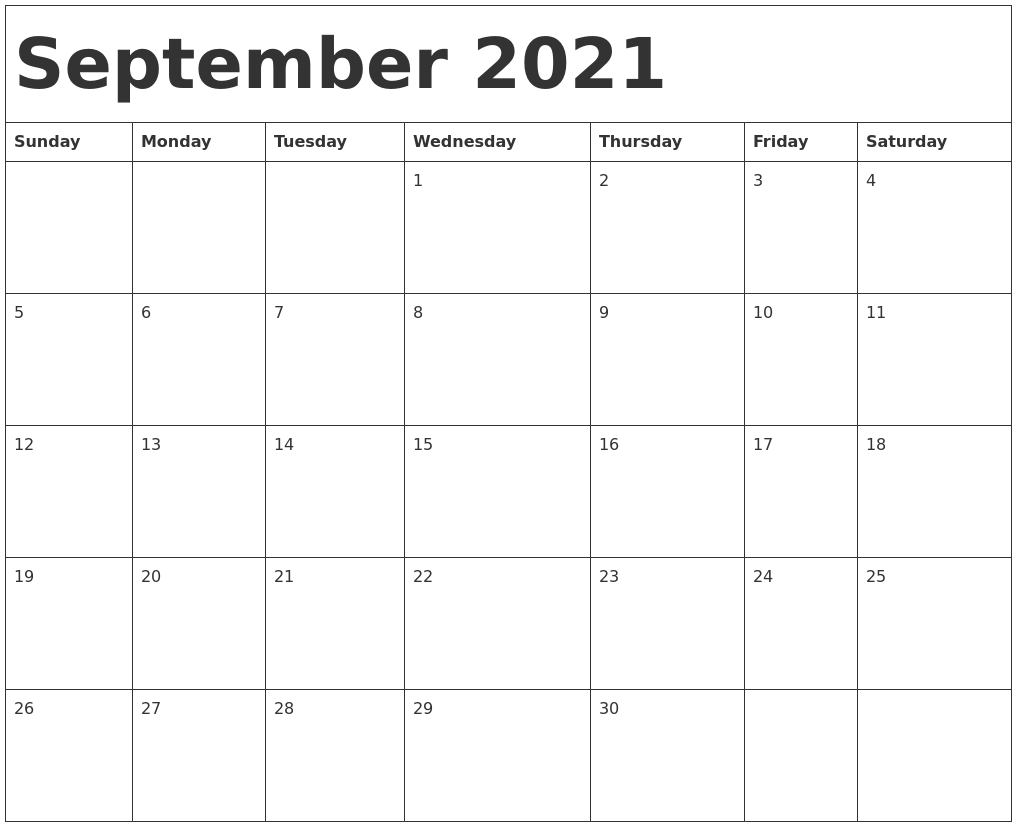 September 2021 Calendar Template