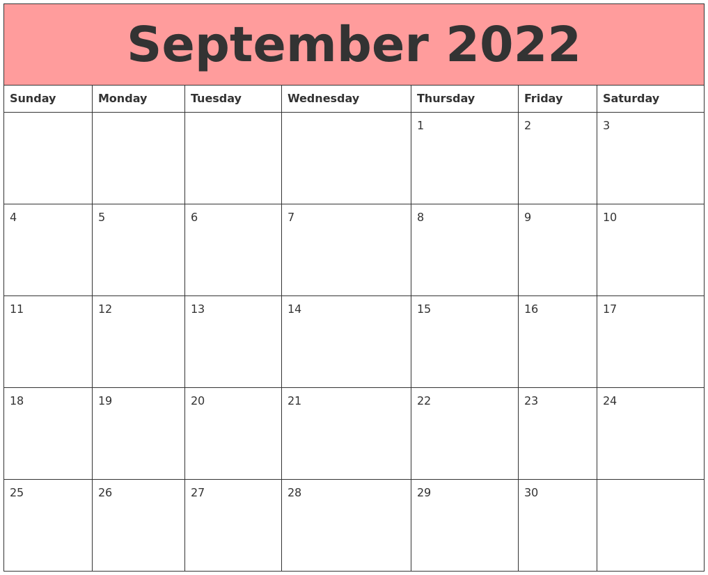 September 2022 Calendars That Work
