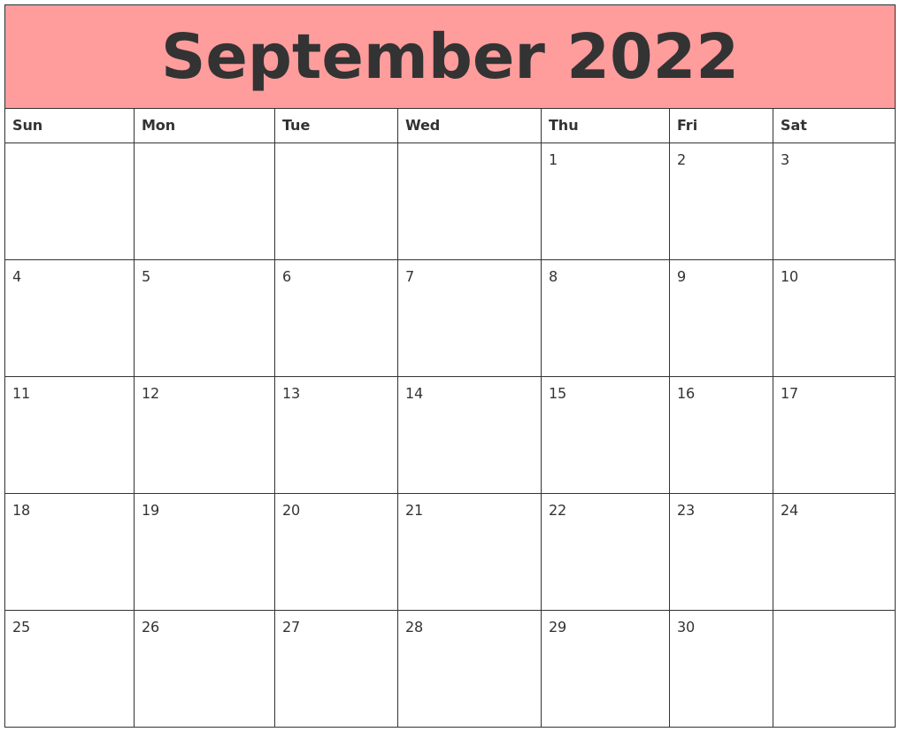 September 2022 Calendars That Work