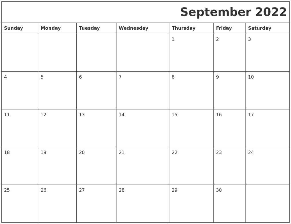 September 2022 Download Calendar