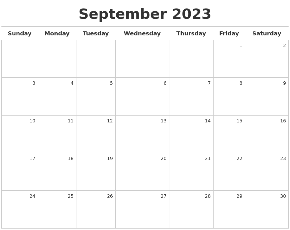 September 2023 Calendar Maker