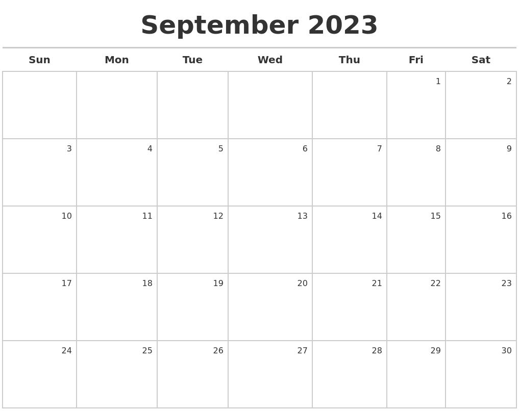 September 2023 Calendar Maker