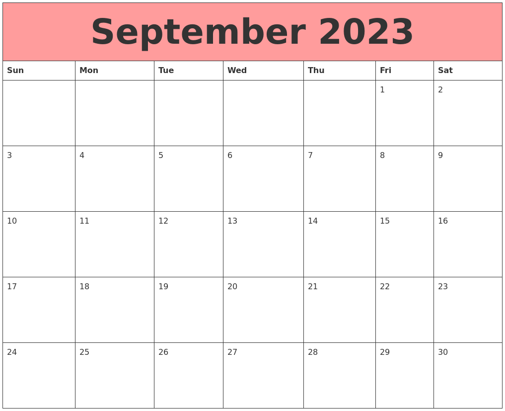 September 2023 Calendars That Work