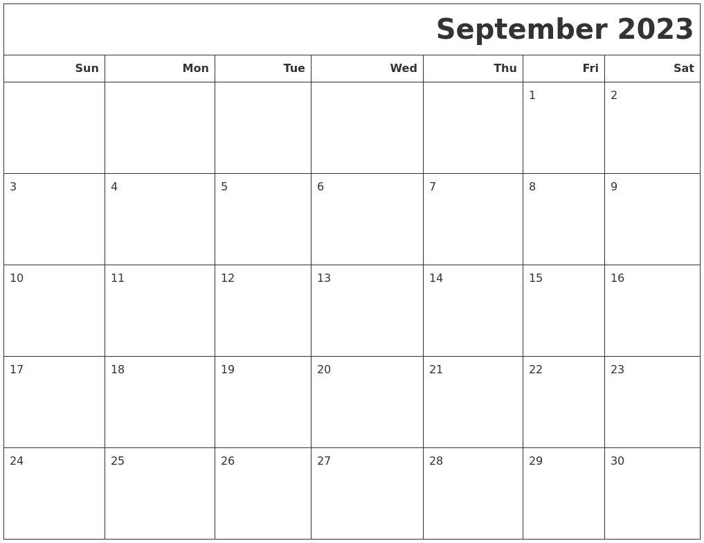 September 2023 Calendars To Print