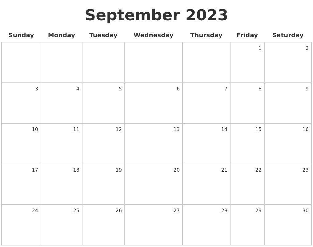 September 2023 Make A Calendar