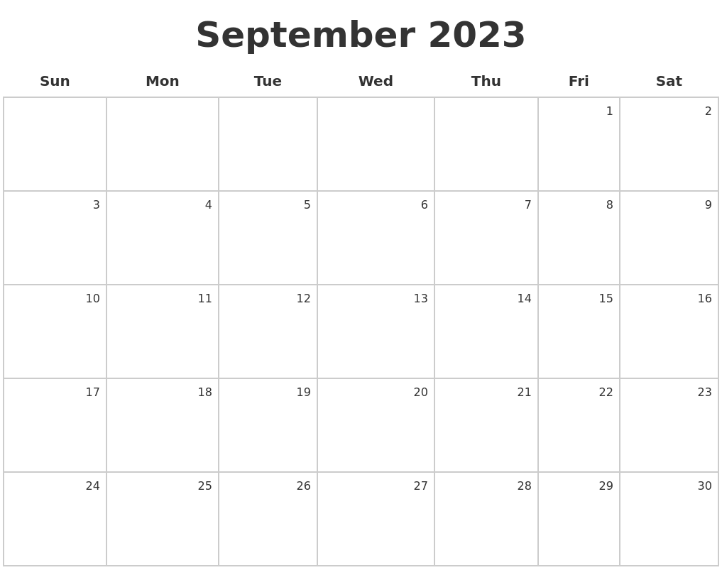 September 2023 Make A Calendar