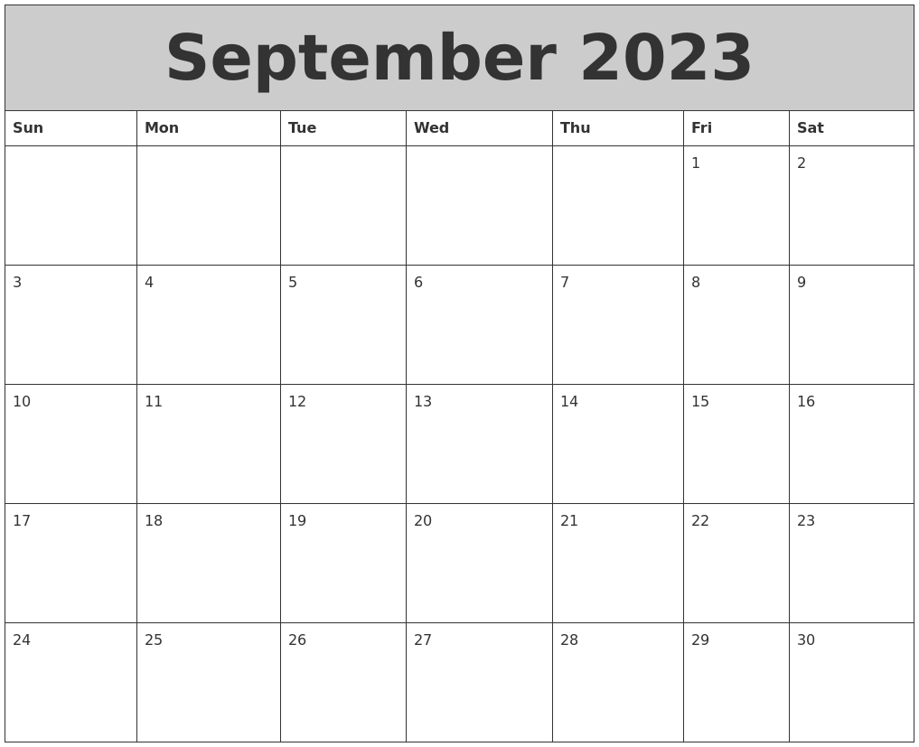 September 2023 My Calendar