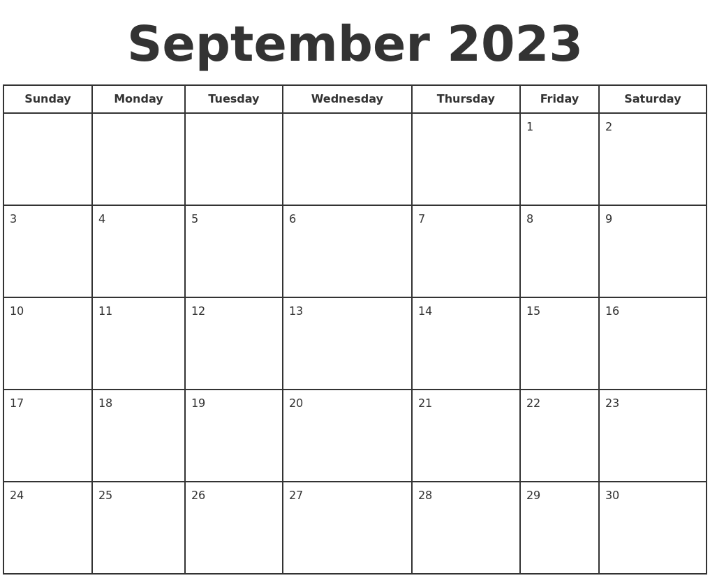 Printable Monthly Calendar September 2023 New Amazing List of Seaside