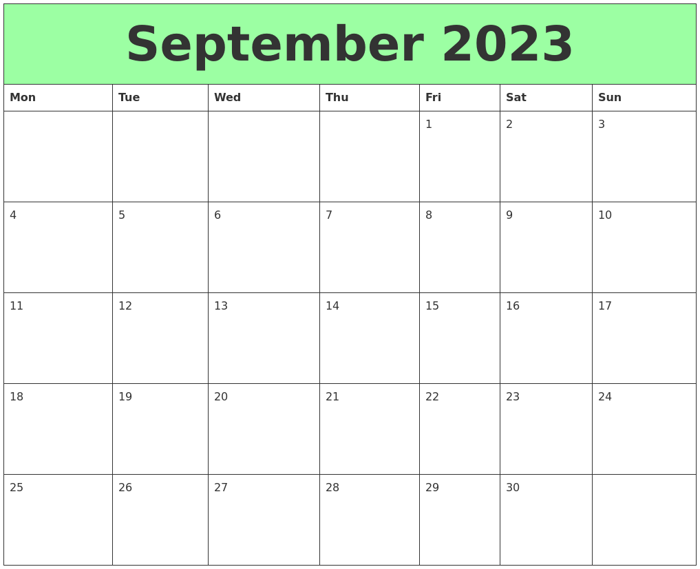 September 2023 Printable Calendars