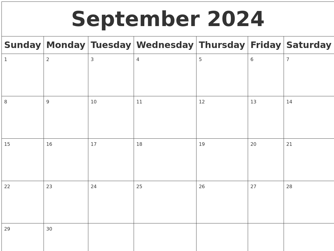 September 2024 Blank Calendar