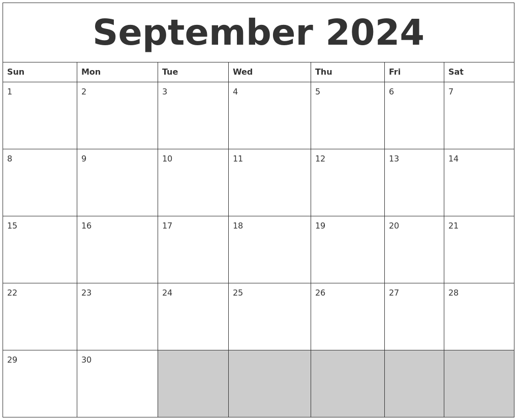 September 2024 Blank Printable Calendar