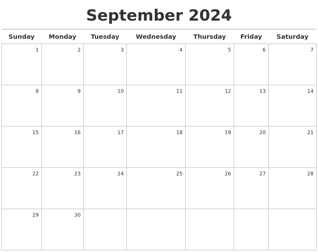 September 2024 Calendar Maker