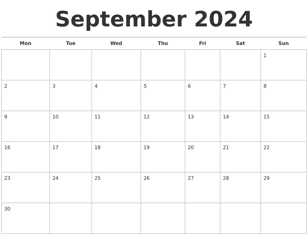 September 2024 Calendars Free