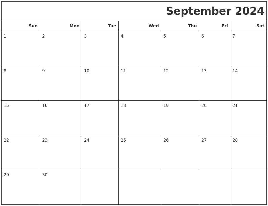 September 2024 Calendars To Print