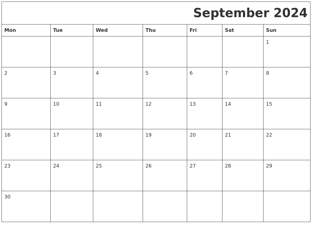 September 2024 Download Calendar