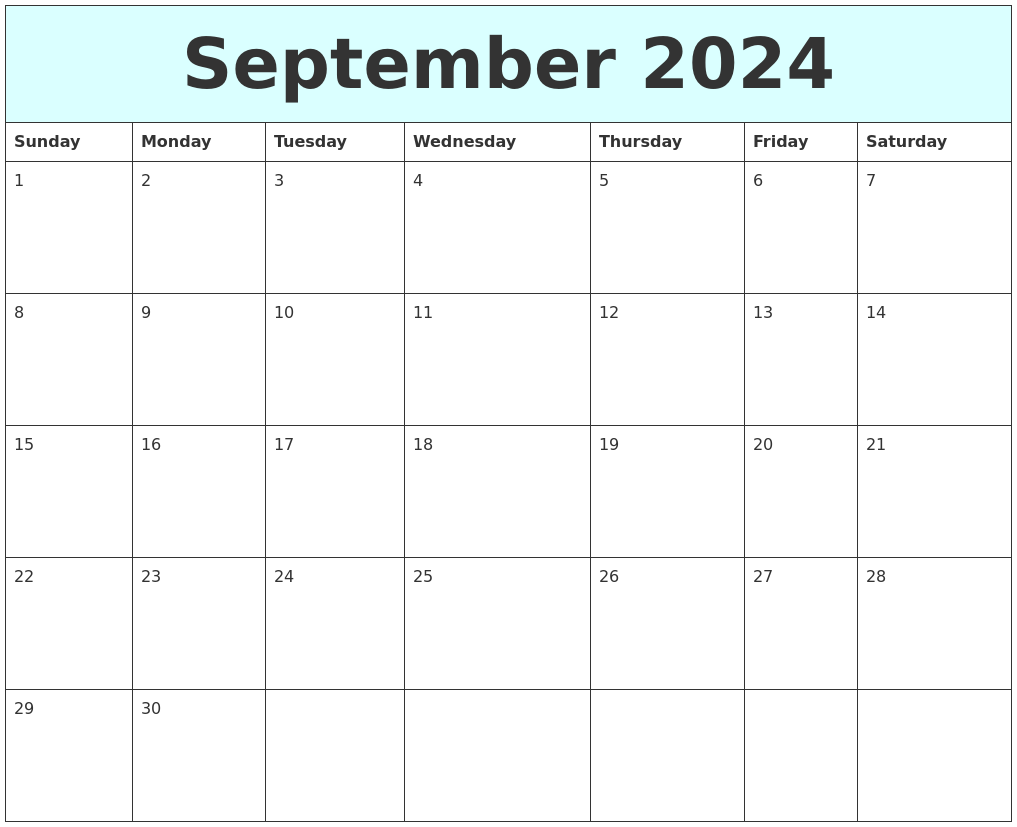 September Printable Calendar 2024 Free