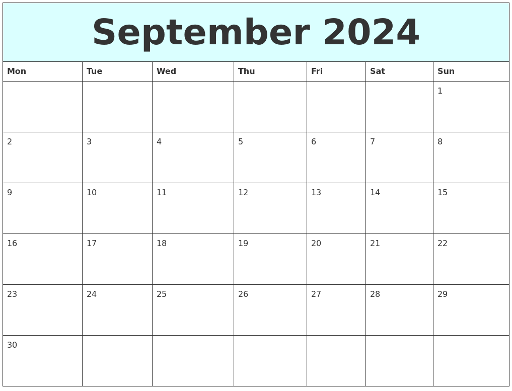 September 2024 Free Calendar