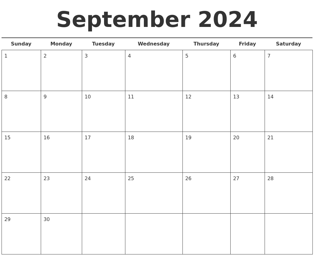 September 2024 Free Calendar Template