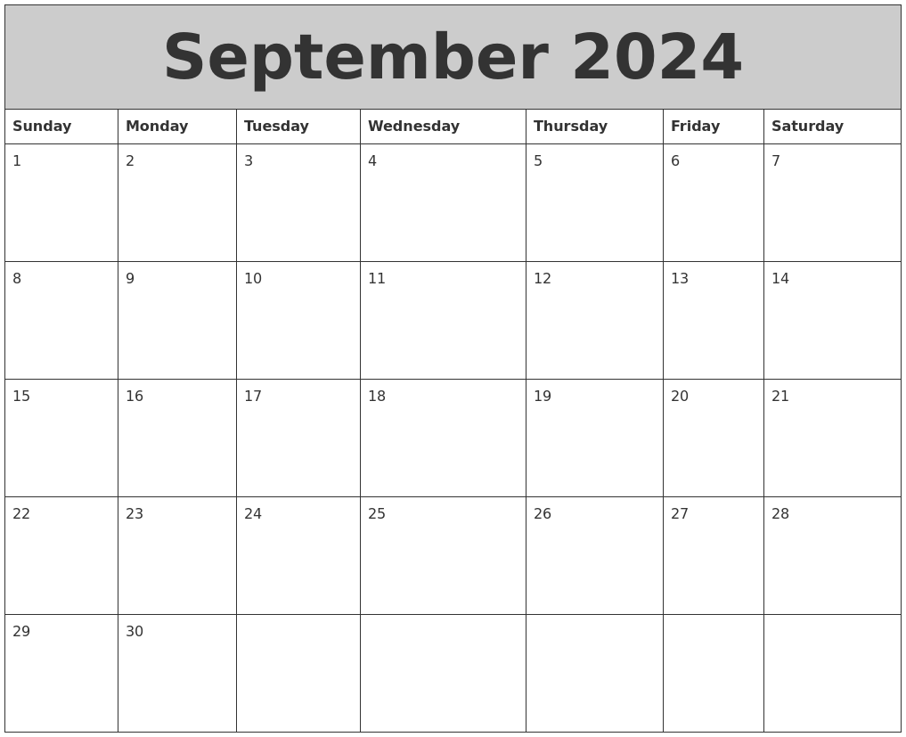 September 2024 My Calendar