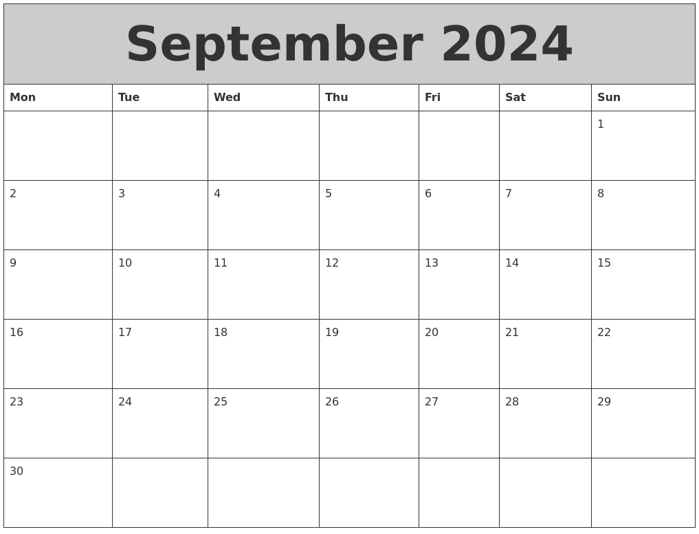 September 2024 My Calendar