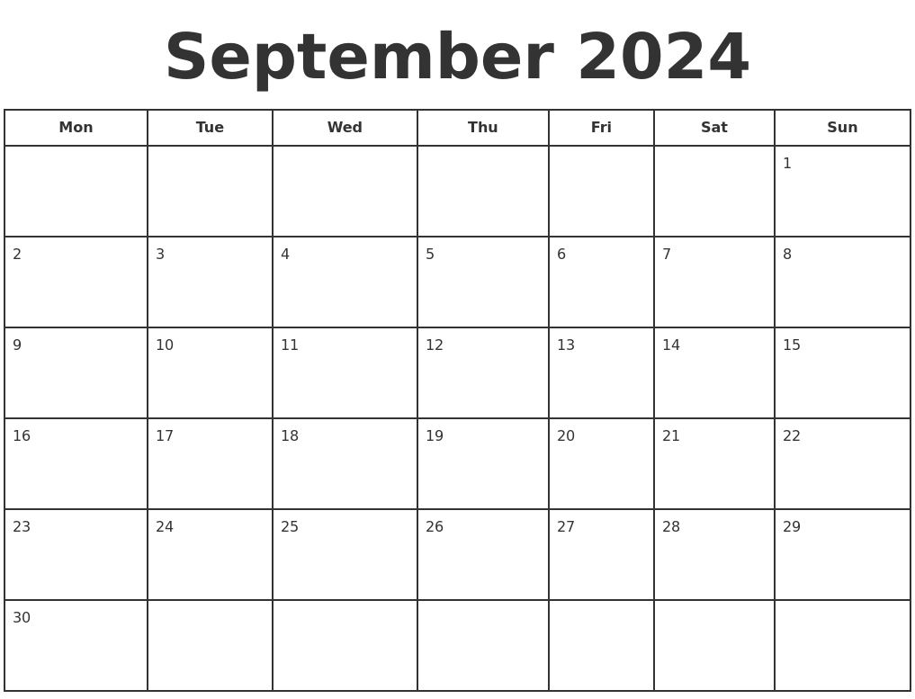 September 2024 Print A Calendar