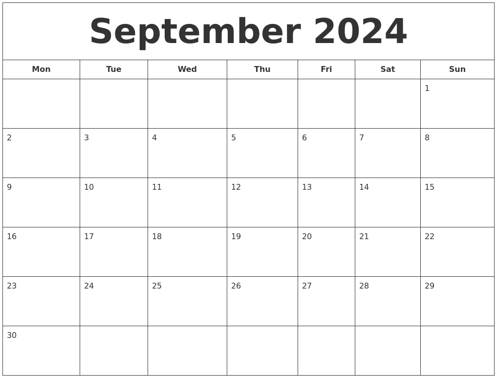 September 2024 Printable Calendar