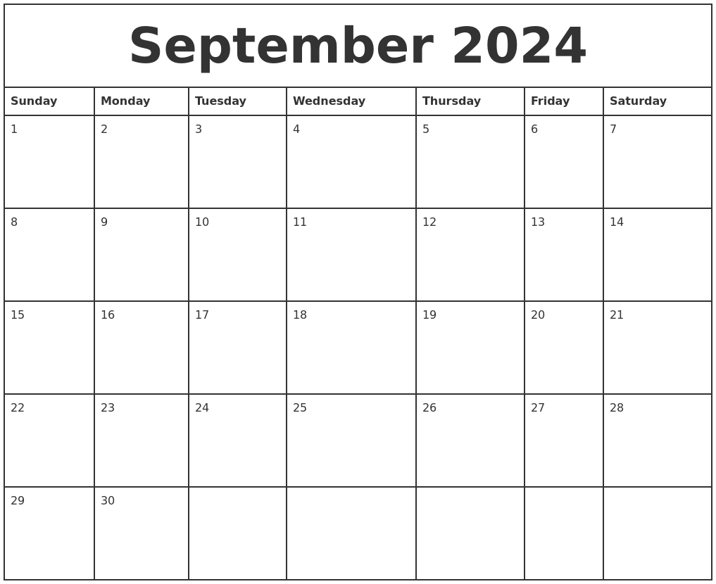 September 2024 Printable Monthly Calendar