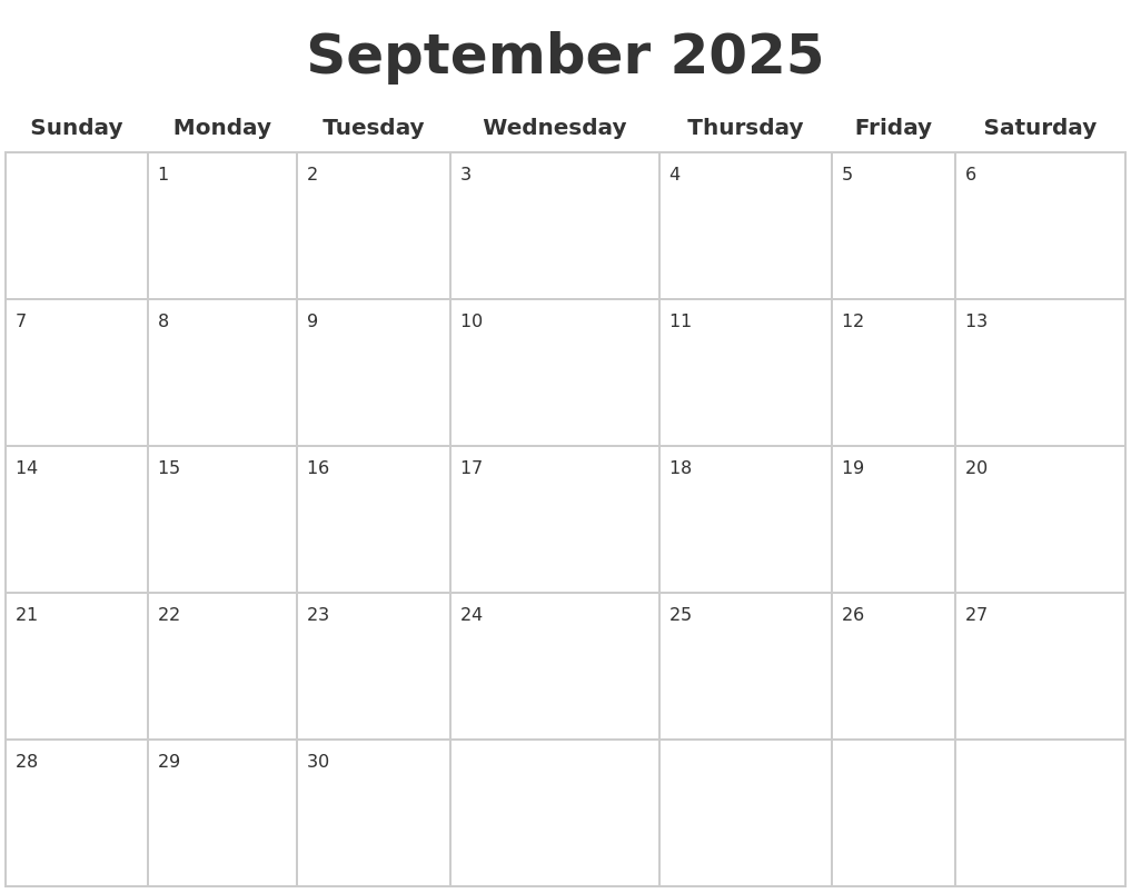 September 2025 Blank Calendar Pages September 2025 Blank Calendar Pages