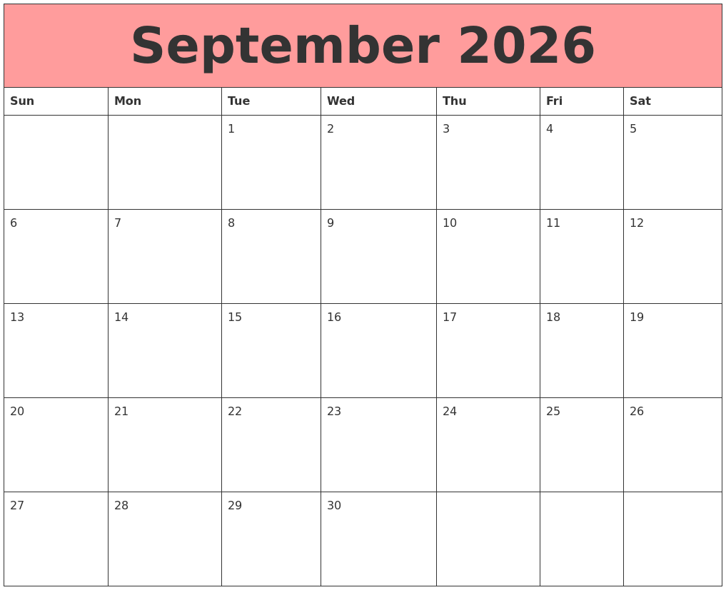 September 2026 Calendars That Work