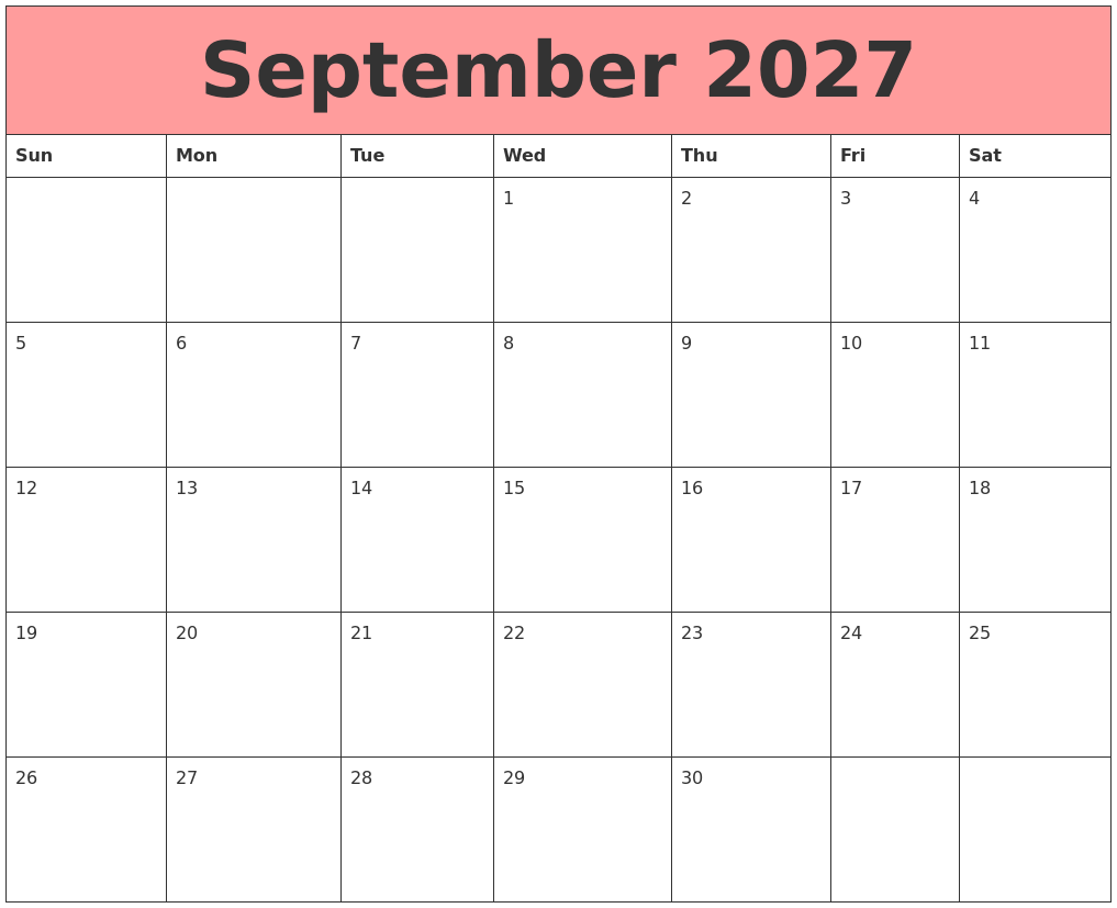 September 2027 Calendars That Work