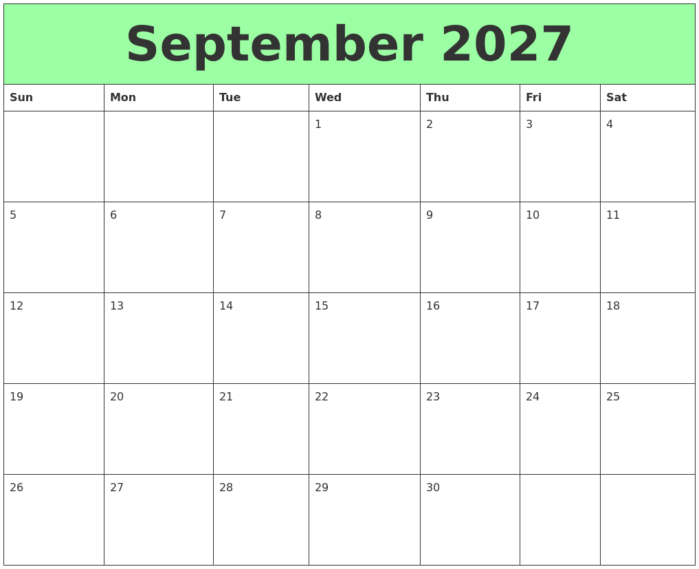 September 2027 Printable Calendars