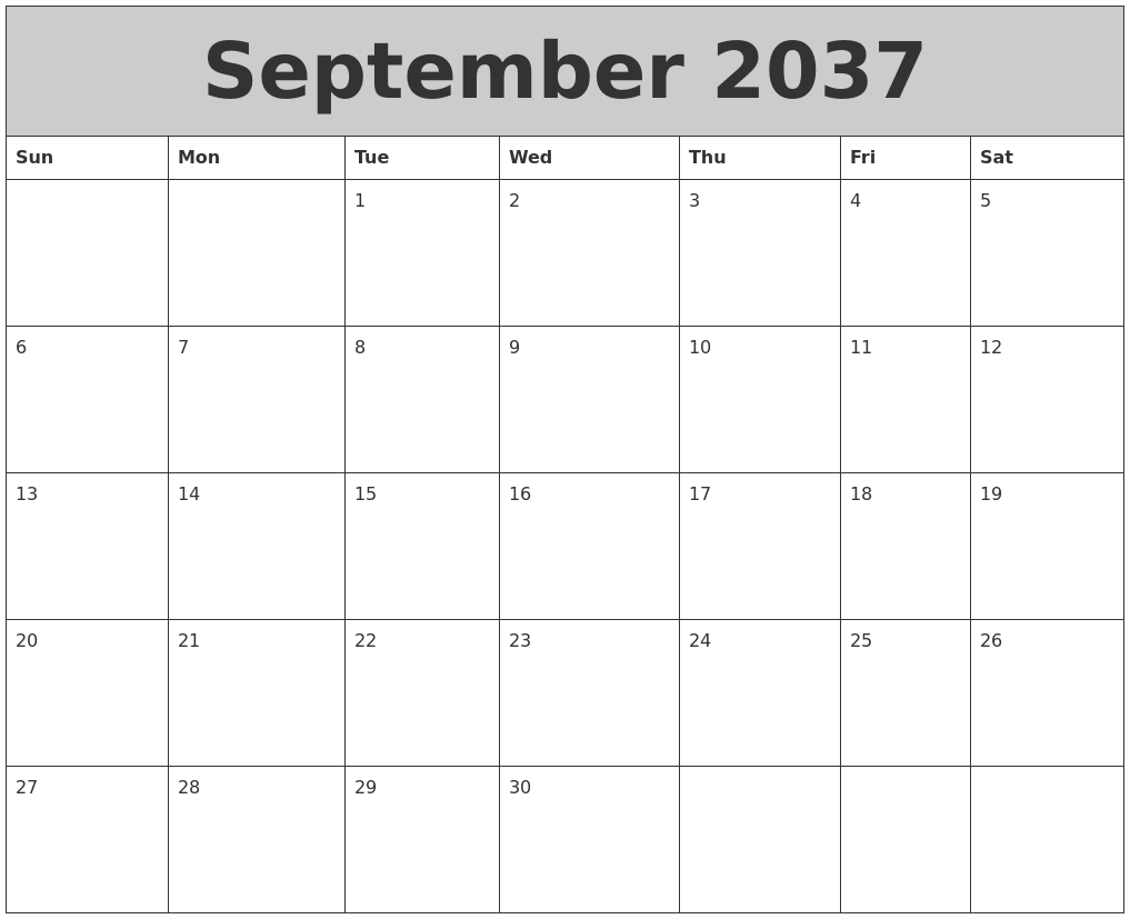 September 2037 My Calendar