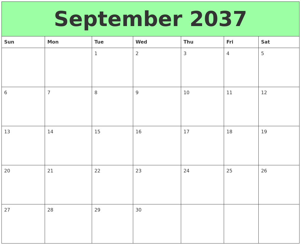 September 2037 Printable Calendars