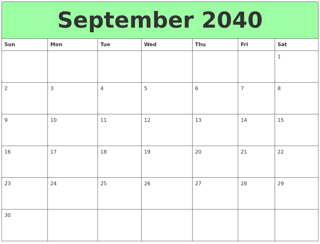 September 2040 Printable Calendars