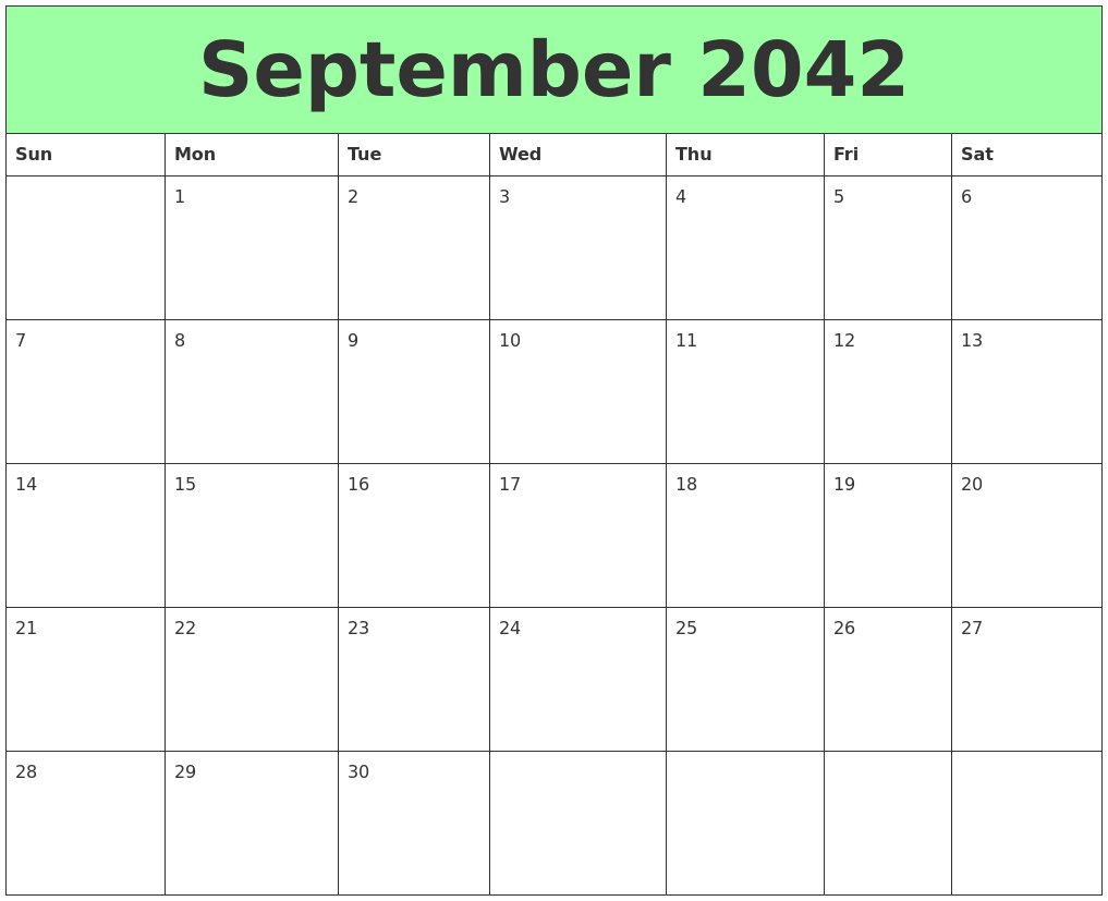 September 2042 Printable Calendars