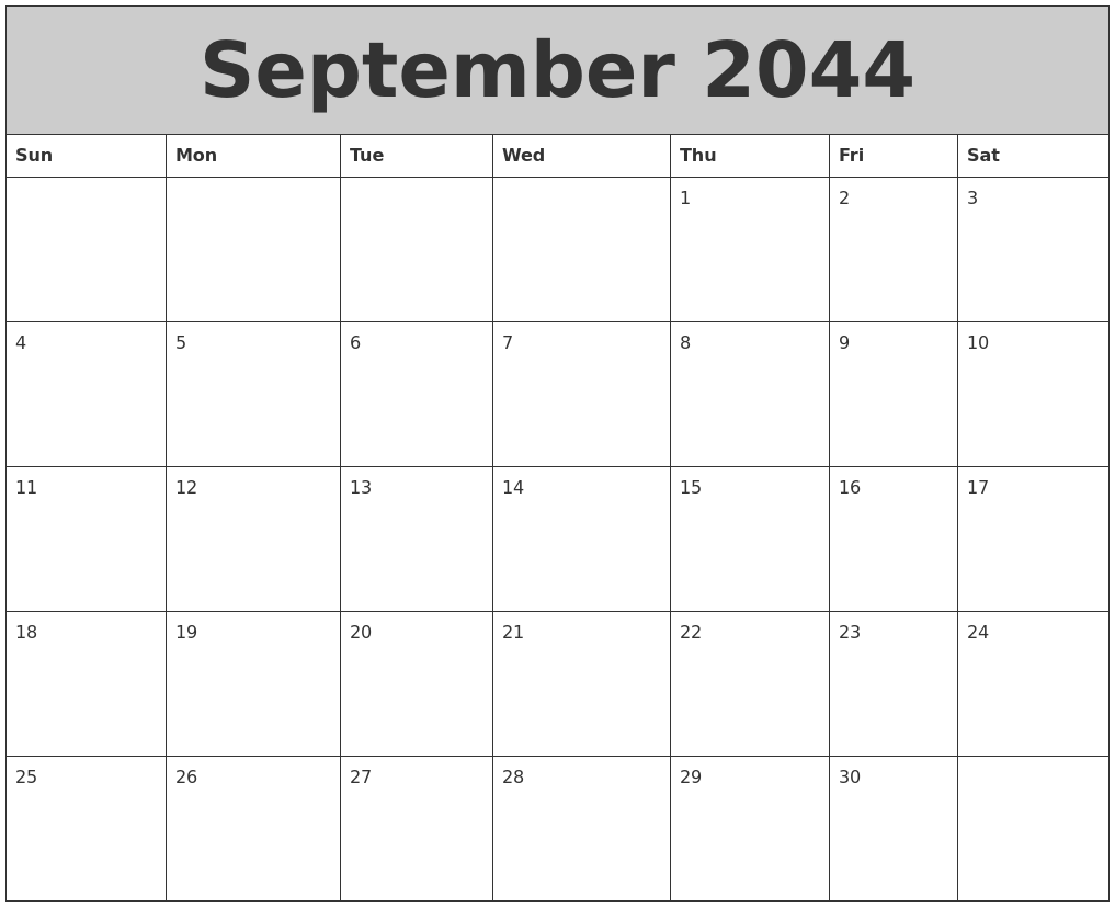 September 2044 My Calendar