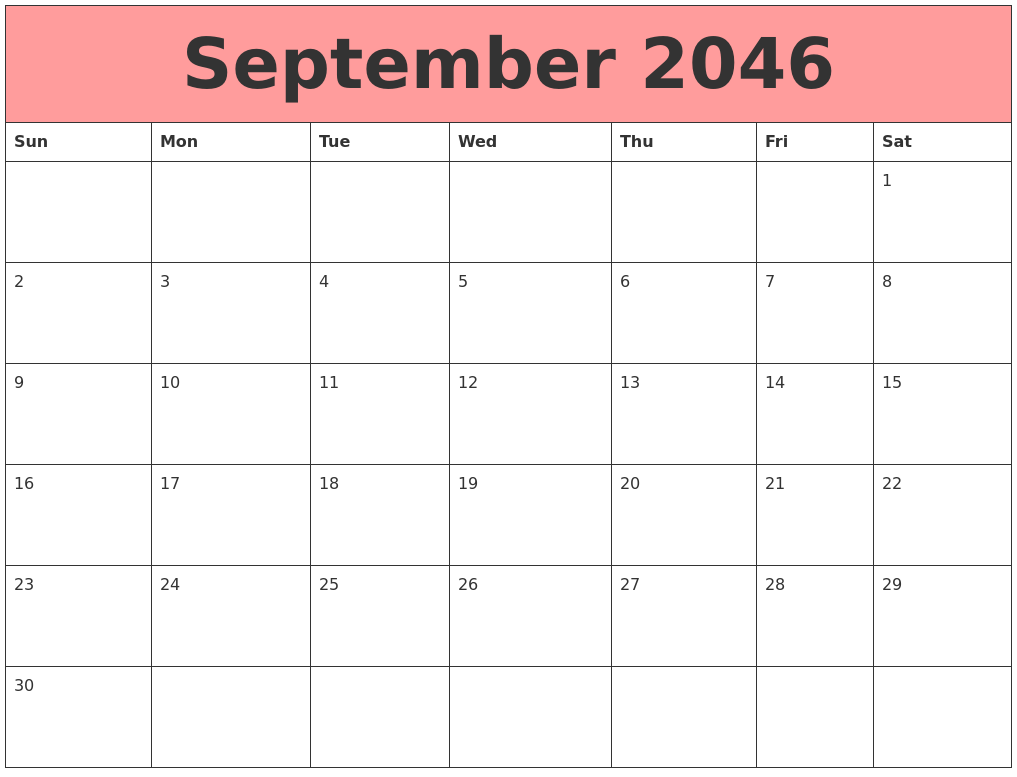 September 2046 Calendars That Work